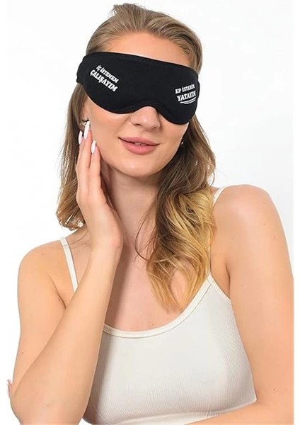 Yıkanabilir Siyah Pamuklu Uyku Maskesi Göz Bandı