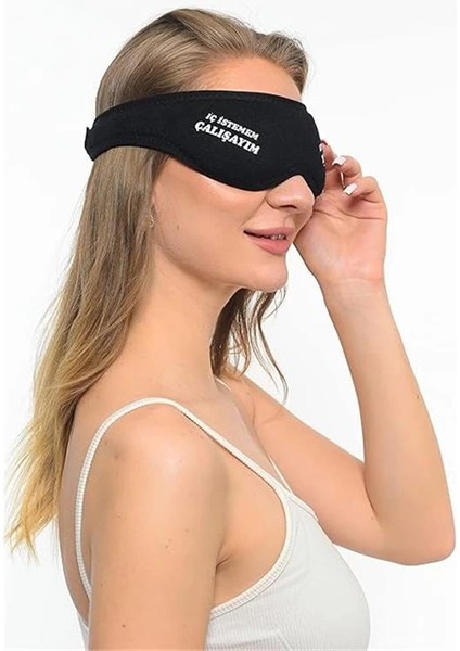 Yıkanabilir Siyah Pamuklu Uyku Maskesi Göz Bandı