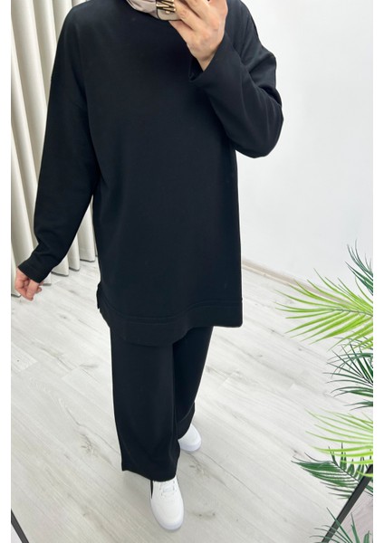 Magazin Merserize Kumaş Standart Beden Rahat Kalıp Tunik ve Bol Paça Pantolonlu Ikili Tesettür Takım fiyatları