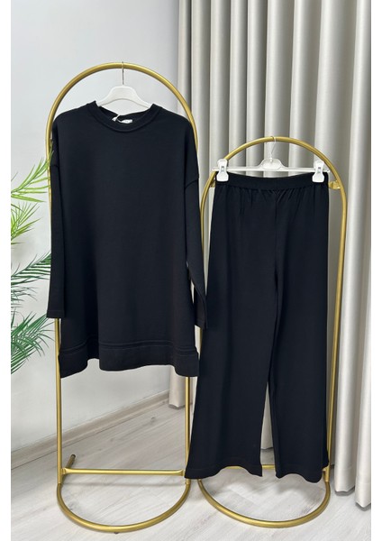 Magazin Merserize Kumaş Standart Beden Rahat Kalıp Tunik ve Bol Paça Pantolonlu Ikili Tesettür Takım indirimleri