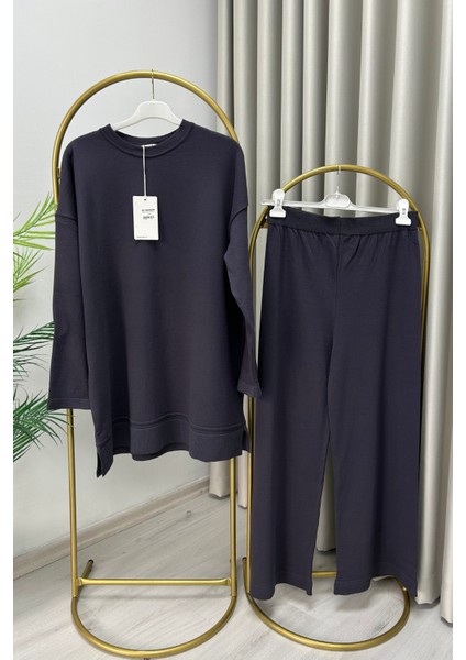 Magazin Merserize Kumaş Standart Beden Rahat Kalıp Tunik ve Bol Paça Pantolonlu Ikili Tesettür Takım fırsatları