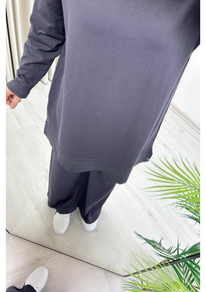 Magazin Merserize Kumaş Standart Beden Rahat Kalıp Tunik ve Bol Paça Pantolonlu Ikili Tesettür Takım indirimleri