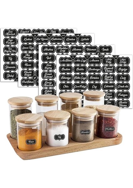 Baharatlık Etiketleri - Kendinden Yapışkanlı - 120 Adet Çıkartma Baharat Etiketleri -