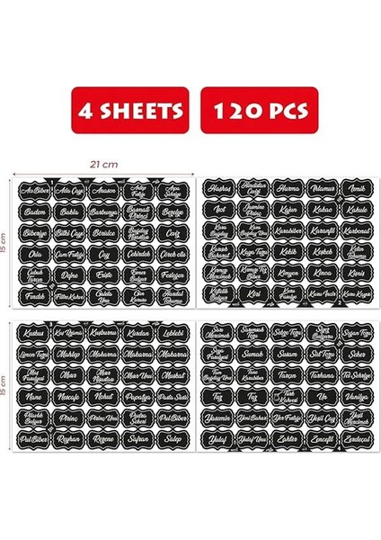 Baharatlık Etiketleri - Kendinden Yapışkanlı - 120 Adet Çıkartma Baharat Etiketleri - modelleri