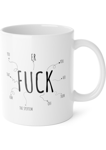 Fuc*ker Baskılı Porselen Kupa-Standart Kulplu Kupa-Motto-Hediye-Nah-Fuc*k