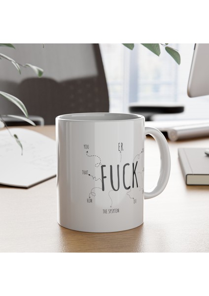 Fuc*ker Baskılı Porselen Kupa-Standart Kulplu Kupa-Motto-Hediye-Nah-Fuc*k fırsatları