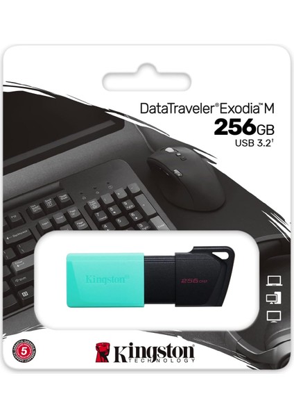 Datatraveler Exodia M DTXM/256 GB USB 3.2 Gen 1 - Çeşitli Renklerde Hareketli Kapak, Siyah modelleri