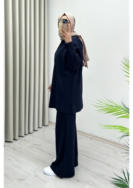 Magazin Merserize Kumaş Standart Beden Rahat Kalıp Tunik ve Bol Paça Pantolonlu Ikili Tesettür Takım fiyatları