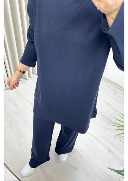 Magazin Merserize Kumaş Standart Beden Rahat Kalıp Tunik ve Bol Paça Pantolonlu Ikili Tesettür Takım fırsatları