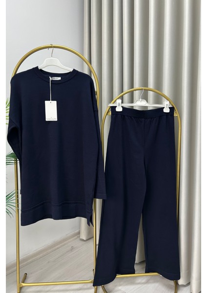 Magazin Merserize Kumaş Standart Beden Rahat Kalıp Tunik ve Bol Paça Pantolonlu Ikili Tesettür Takım indirimleri