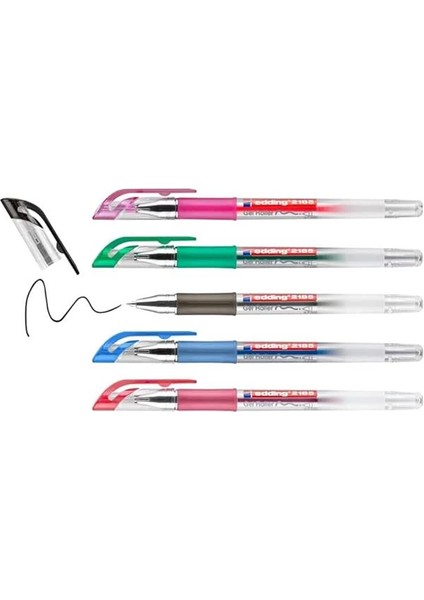 2185 Jel Roller - Siyah, Kırmızı, Mavi, Yeşil, Pembe - 5 Kalem - 0,7 mm