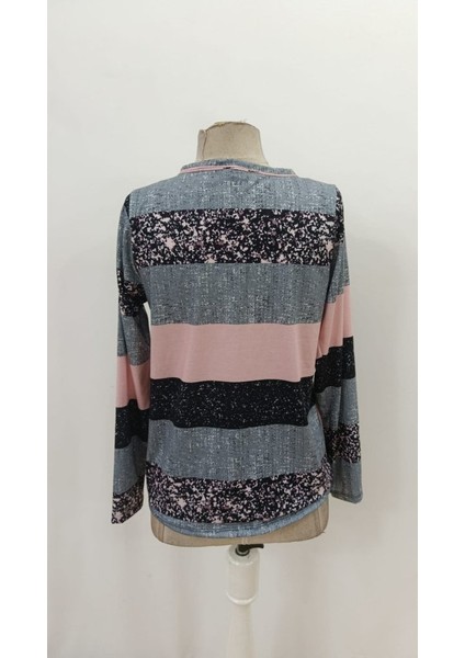 Kadın Uzun Kollu Yakadan Düğmeli Çizgili Desenli Süprem Bluz indirimleri