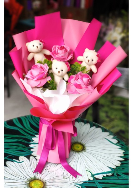 Ayıcık Buketi Sevgiliye Eşe Doğum Günü Yıl Dönümü Özel Gün Için Hediyelik