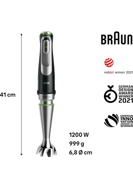 Multiquick 9 Mq 9187XLI El Mikseri – Active Powerdrive Teknolojili Püre Çubuğu ve Parçalama, D modelleri