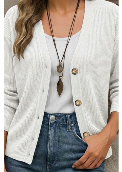 Düğme Detay Triko Bluz