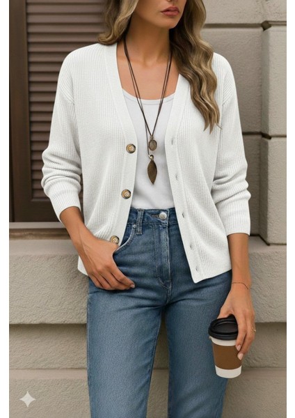 Düğme Detay Triko Bluz