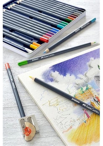 Faber-Castell Goldfaber Sulu Boya Kalemi, 24 Renk, Yüksek Pigment, Canlı Renkler, Su ile