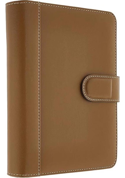 2025 Ajanda Suni Deri Mıknatıs Kapaklı 4 Halka Mekanizmalı Organizer, Vizon, 20X23X4 Cm.