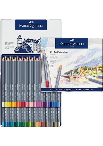 Faber-Castell Goldfaber Aqua Boya Kalemi 48 Renk, Suda Çözünebilir, Yüksek Pigmentli, Yumuşak ve