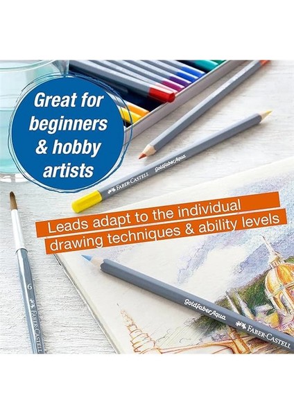 Faber-Castell Goldfaber Aqua Boya Kalemi 48 Renk, Suda Çözünebilir, Yüksek Pigmentli, Yumuşak ve