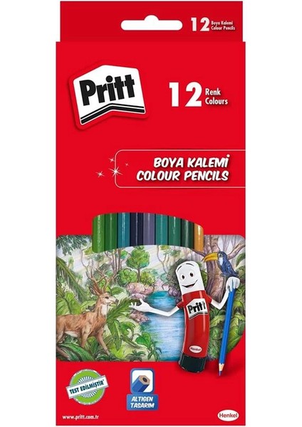 12'li Uzun Kuru Boya Kalemi, 12 Renk