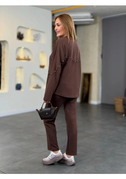 Kadın Inci Detay Modal Kumaş Ikili Takım modelleri