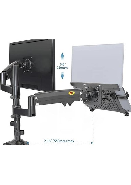 North Bayou Nb H180-FP Çift Kol Amortisörlü 17"-27" Monitör Tutucu ve Laptop Standı fırsatları
