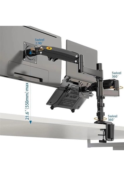 North Bayou Nb H180-FP Çift Kol Amortisörlü 17"-27" Monitör Tutucu ve Laptop Standı indirimleri