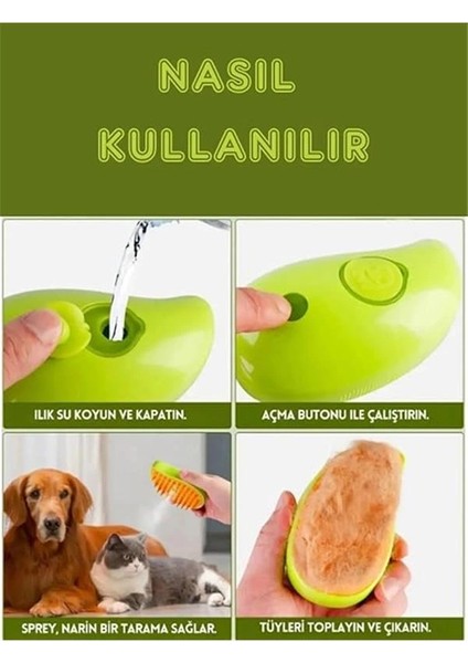 Buharlı Kedi ve Köpek Tarağı, Yumuşak Silikon Başlıklı, Kedi Köpek Yıkama Fırçası indirimleri