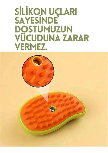 Buharlı Kedi ve Köpek Tarağı, Yumuşak Silikon Başlıklı, Kedi Köpek Yıkama Fırçası