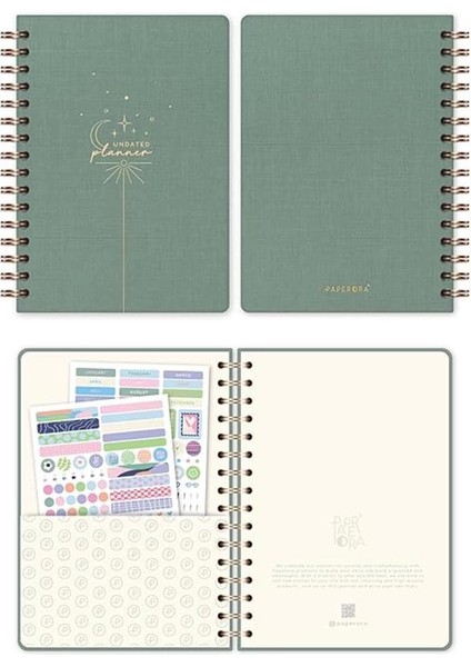 A5 Spiralli Keten Süresiz Planlayıcı Ajanda Yeşil