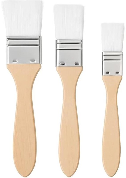 Tuval Duvar Geniş Alan 3lü Zemin Fırçası Beyaz Kıl Fırça Ahşap Sap modelleri