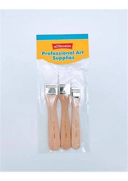 Tuval Duvar Geniş Alan 3lü Zemin Fırçası Beyaz Kıl Fırça Ahşap Sap