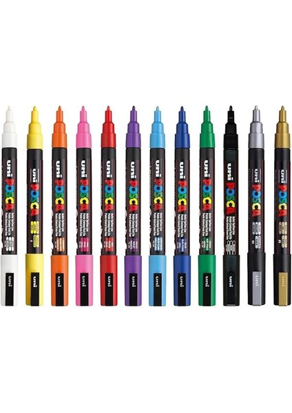 Uni Posca Markör Kalem 3m 12'li Set 0.9-1.3 mm Keçe Uçlu