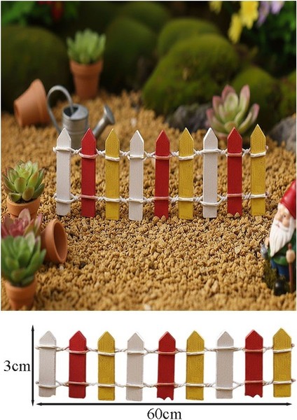 Mini Kırmızı Renkli Bahçe Çiti 1 Adet 3X60 cm Teraryum Okul Ev Proje Renkli Minyatür Çit Ahşap Dekor