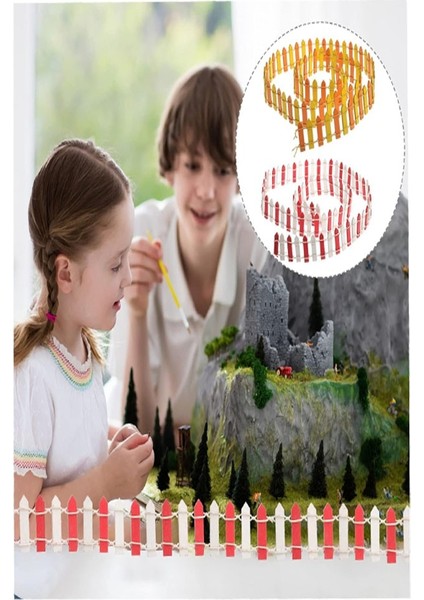 Mini Kırmızı Renkli Bahçe Çiti 1 Adet 3X60 cm Teraryum Okul Ev Proje Renkli Minyatür Çit Ahşap Dekor fırsatları