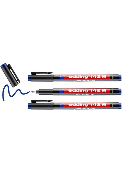 , 142 M Permanent Kalem, Asetat Kalemi, Mavi, 3'lü Set, 1 mm Yuvarlak Uç modelleri