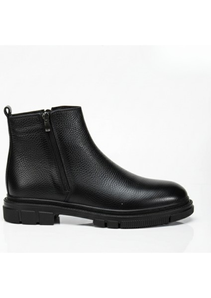 Hakiki Deri Erkek Çift Fermuarlı Kauçuk Taban Günlük Bot