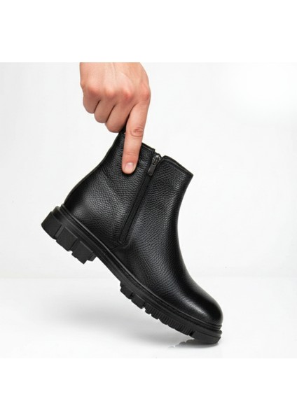 Hakiki Deri Erkek Çift Fermuarlı Kauçuk Taban Günlük Bot indirimleri