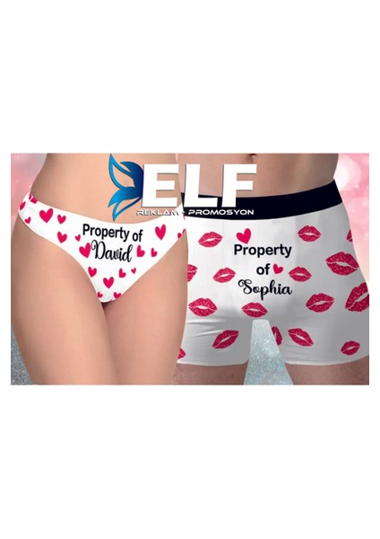 Kişiye Özel Sevgili Çift Boxer + Külot Baskılı fiyatları