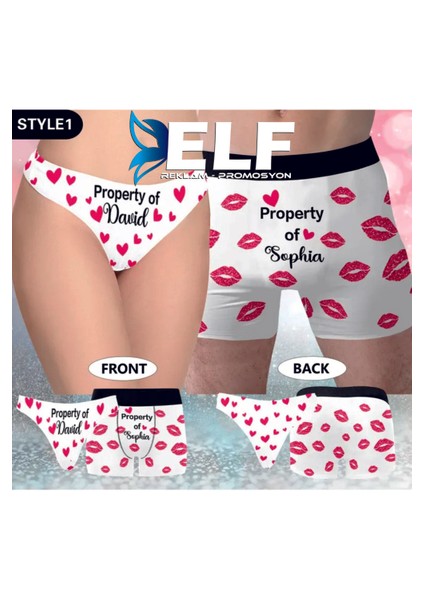 Kişiye Özel Sevgili Çift Boxer + Külot Baskılı modelleri