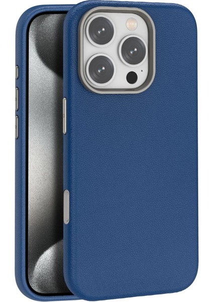 iPhone 16 Pro Wonder Deri Magsafe Kapak - Lacivert