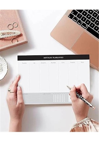 3'lü Masaüstü Planlayıcı Set Siyah Kenarlı (Günlük, Haftalık, Aylık Planlayıcı)