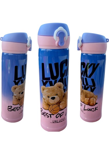 Sevimli Ayıcık Tasarımlı 500 ml Paslanmaz Çelik Termos – Çocuk ve Gençlere Özel, Sıcak ve Soğuk Içec