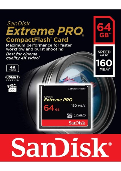 Extreme Pro 64GB Compact Flash Hafıza Kartı Udma 7 160MB/SN'E Kadar - SDCFXPS-064G-X46 fırsatları
