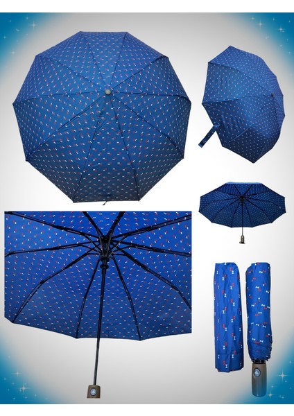 Çok Renkli 10 Telli Otomatik Açılır Şemsiye, Dayanıklı ve Şık Tasarım