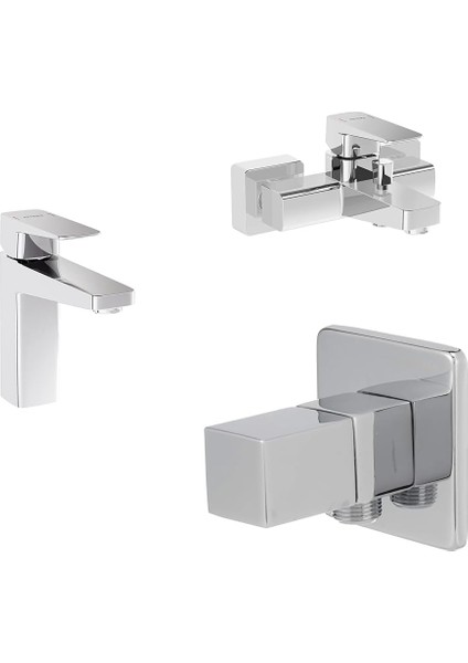 Root Square Yüksek Lavabo Bataryası + Banyo Bataryası + Artema Kare Ara Musluk Seti