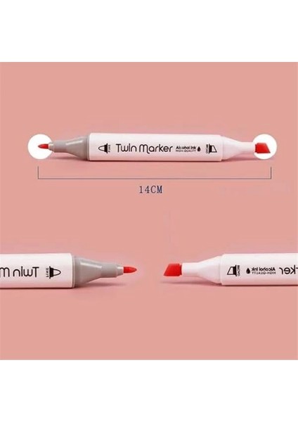 Çift Taraflı Marker Kalem Seti, Profesyonel Kutulu Keçeli Kalem Seti, Çeşitli Renklerde indirimleri