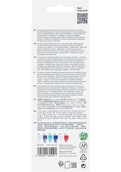 Faber-Castell Goldfaber Aqua Çift Uç Markör Kaligrafi 6’lı Seaside, Fırça ve Fineliner, Solmaya fiyatları