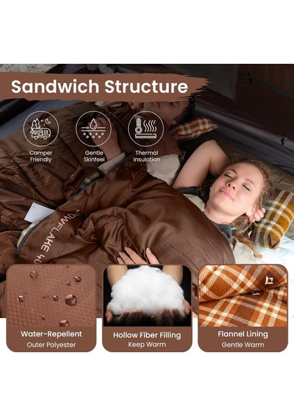 Yetişkinler Için Uyku Tulumu Pamuk Flanel Uyku Tulumları Ekstra Geniş Gençler 3 Mevsim Kamp fırsatları